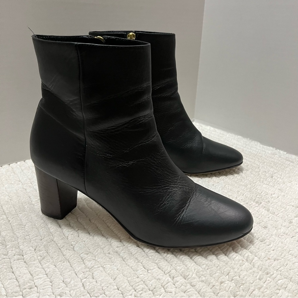 J. Crew Black Leather Ankle Boots Size 10‎ Women